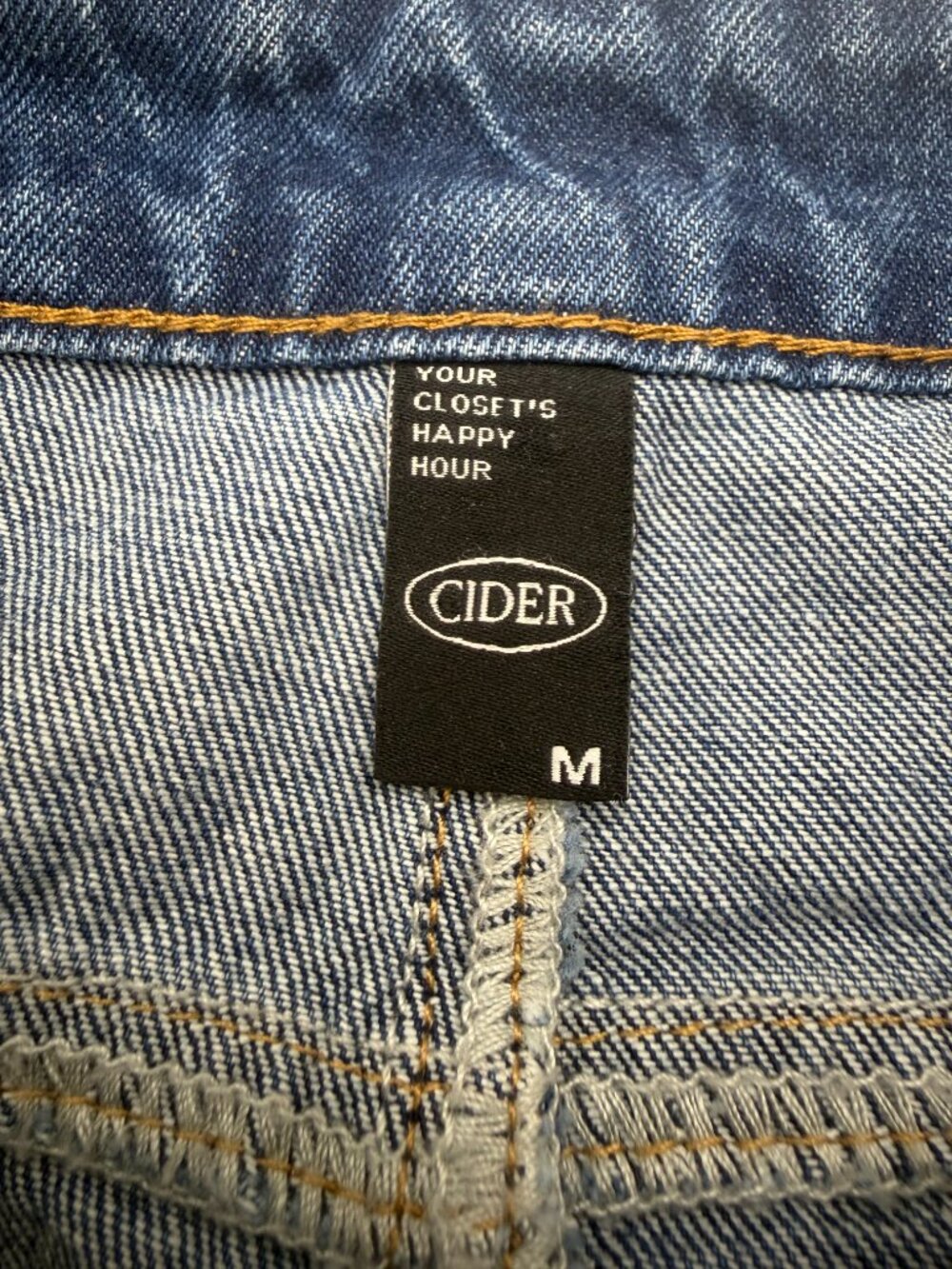 Cider Two Tone Denim Mini Skirt Belted Y2K Colorblock Frayed Hem Jean Skirt M - Picture 2 of 10
